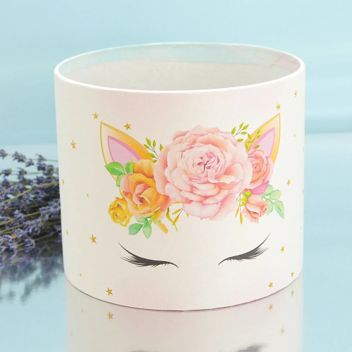 Кликните для увеличения изображения Капелюшна коробка Мордочка з квітами (Маленька D16)