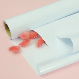 Перейти на страницу товара Флористична плівка двостороння Premium Perla Сіро-блакитна з горохом