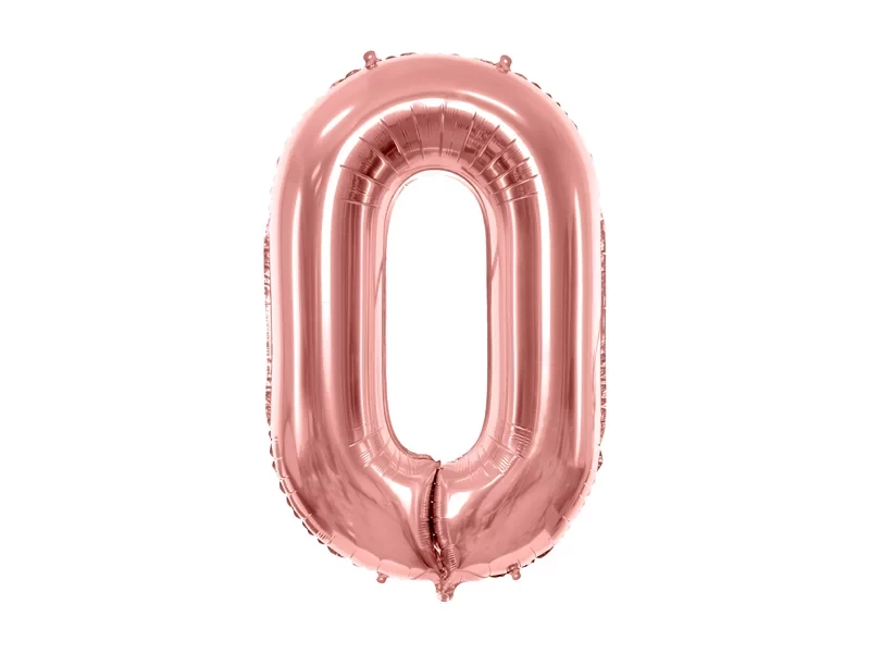 Кликните для увеличения изображения Фольгована цифра 0 Рожеве золото Partydeco
