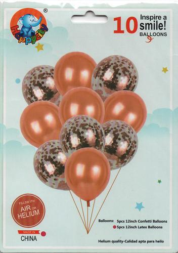 Кликните для увеличения изображения Набір латексних кульок Party Balloon Мідний 10 шт (Китай) (в інд. уп. - упаковка може відрізнятись)