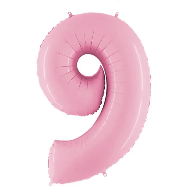 Кликните для увеличения изображения Фольга цифра 9 Світло-рожева (Китай)