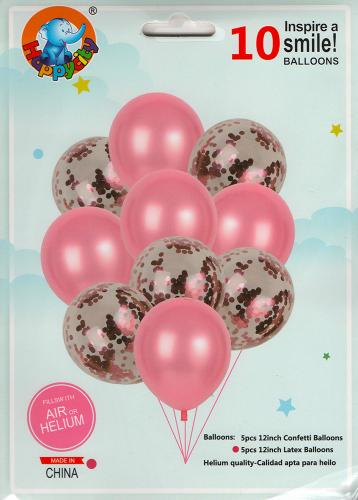 Кликните для увеличения изображения Набір латексних кульок Party Balloon Рожевий 10 шт (Китай) (в індив. упаковці)