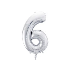 Перейти на страницу товара Фольгована цифра 6 Срібна Partydeco