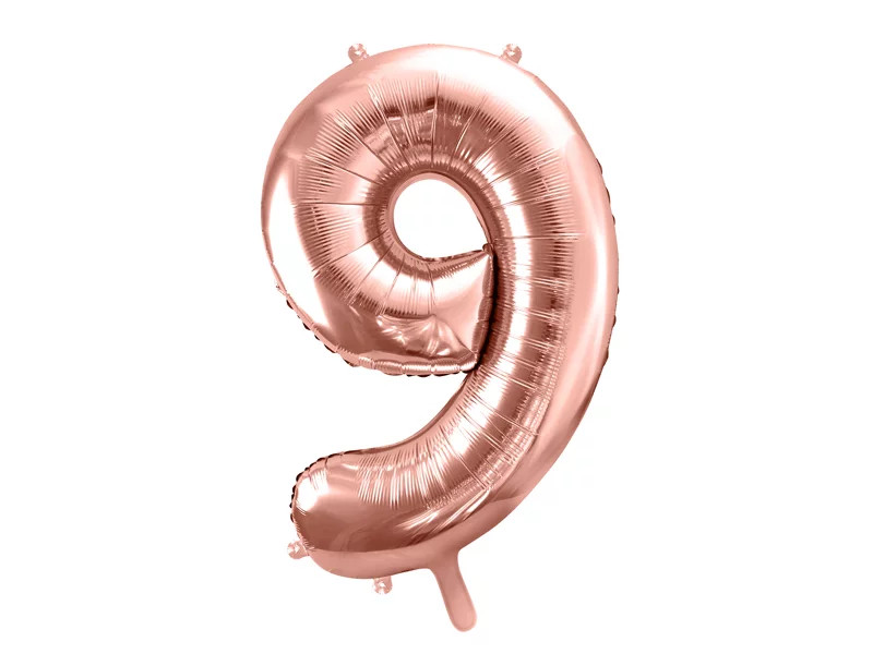Кликните для увеличения изображения Фольгована цифра 9 Рожеве золото Partydeco