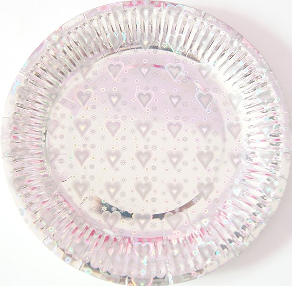 Кликните для увеличения изображения Тарелки сердца серебро голограмма (10шт-уп) Новинка.