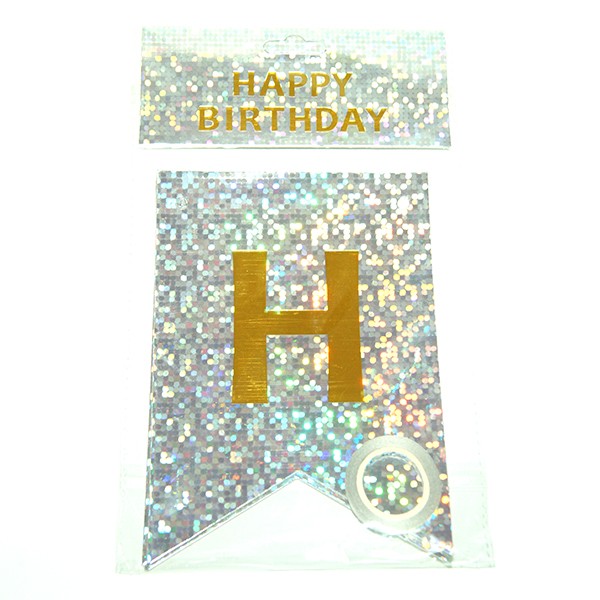 Кликните для увеличения изображения Гирлянда буквы Happy Birthday Серебро ГОЛОГРАММА