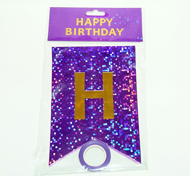 Кликните для увеличения изображения Гирлянда буквы Happy Birthday Фиолетовые ГОЛОГРАММА