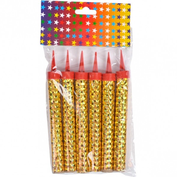 Кликните для увеличения изображения Свічки в торт феєрверк 18 (21) см ГОЛОГРАМА-ЗОЛОТО (6 шт/уп)