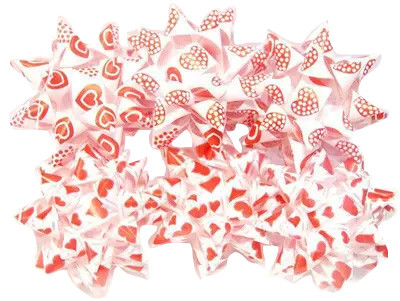 Кликните для увеличения изображения Набор бантов Сердца на белом ассорти 10 см (6шт/уп)