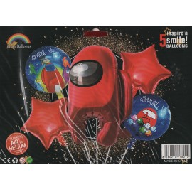 Набір кульок фольгованих (Космонавтики червоний) 5 шт. (Китай) (в індив. упаковці)