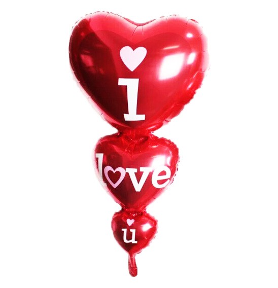 Кликните для увеличения изображения Фольгована фігура I Love You №2 з серцями червона (Китай) (в інд. уп.)