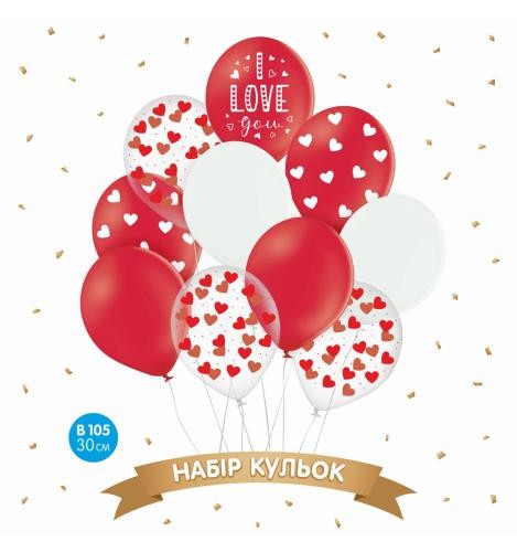 Кликните для увеличения изображения Набір латексних куль ТМ Sharoff (I love you - серця) (10 шт/уп)