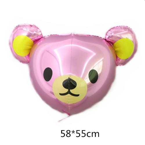 Фольгована фігура 4D Голова ведмедя (Рожева) (Китай) (в індив. упаковці)