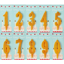 Свічки для торту набір Золото цифра 0-9 (100шт)