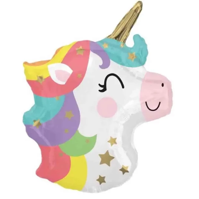 Фольгована фігура велика Єдиноріг кольорова голова з зірками в інд. уп. (Китай)