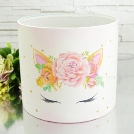 Капелюшна коробка Мордочка з квітами (Велика D20)