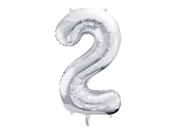 Фольгована цифра 2 Срібна Partydeco
