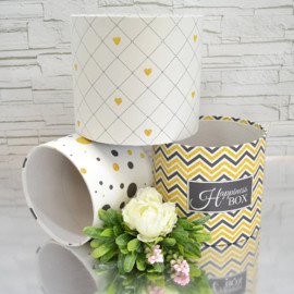 Капелюшна коробка Золоті серця на білому (Велика D20)