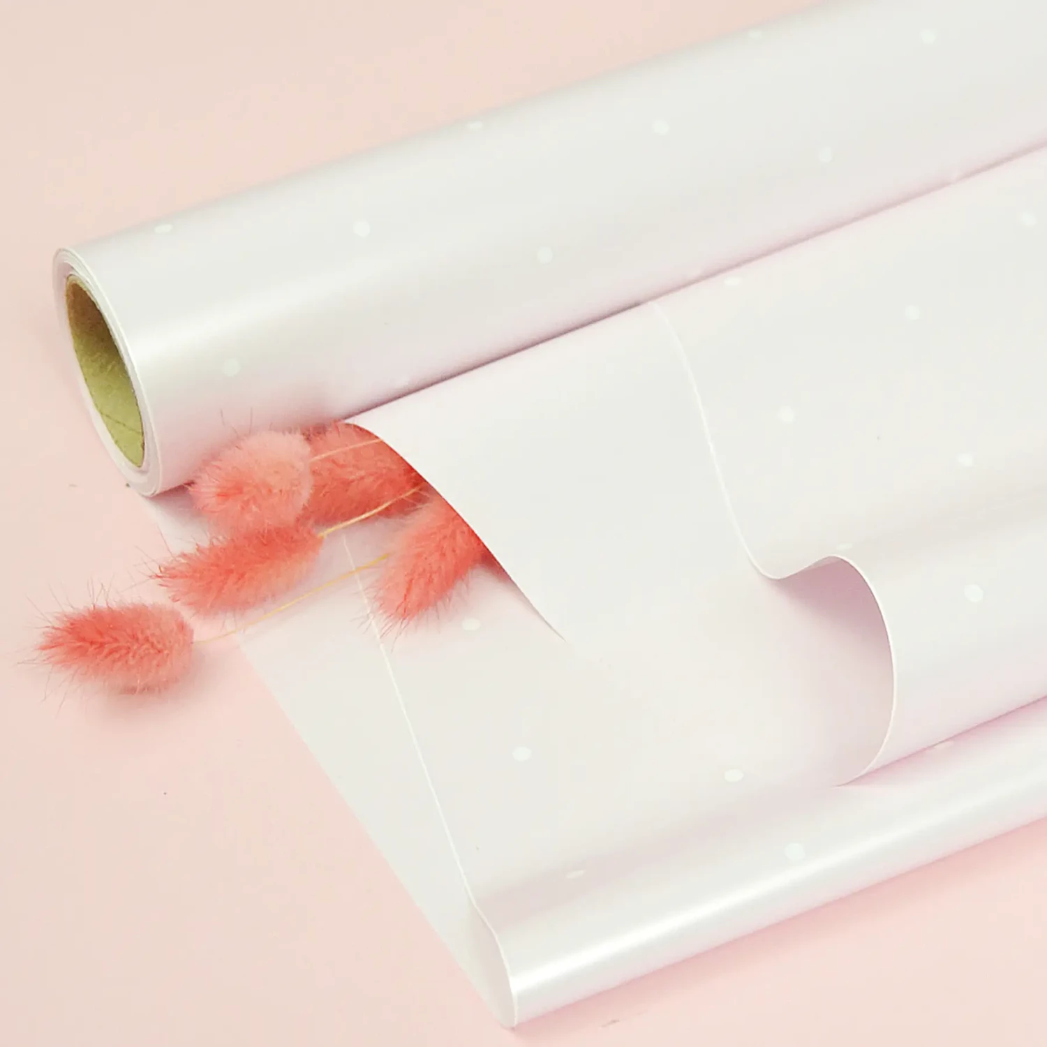 Флористична плівка двостороння Premium Perla Пудрова з горохом