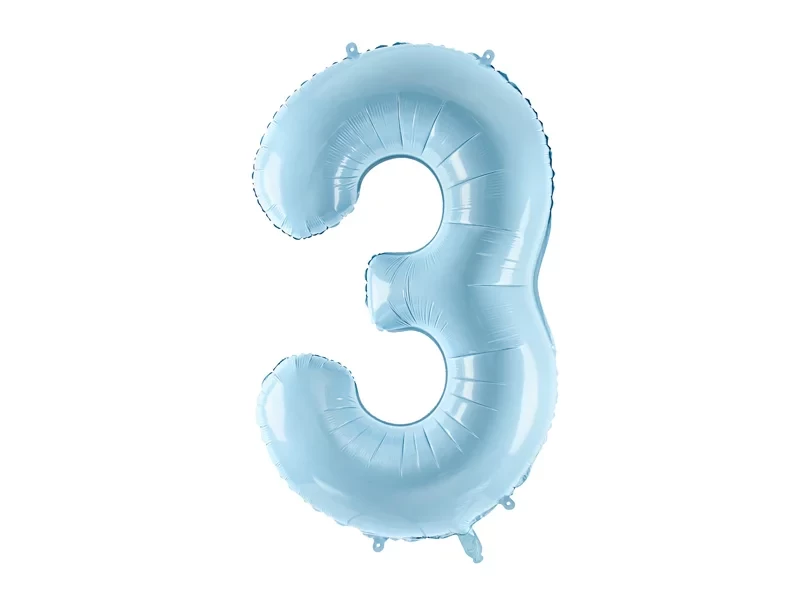 Фольгована цифра 3 Блакитна Partydeco