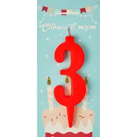 Свічка в торт червона цифра 3