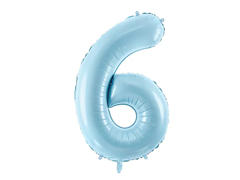 Фольгована цифра 6 Блакитна Partydeco
