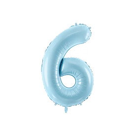 Фольгована цифра 6 Блакитна Partydeco