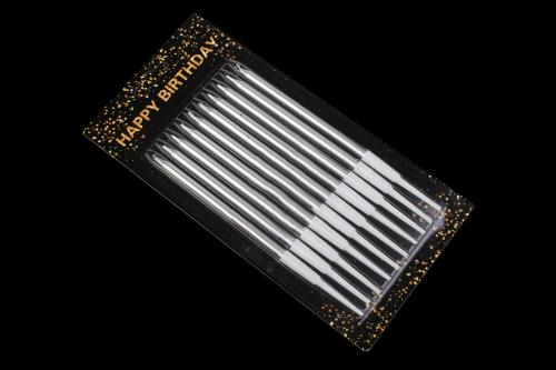 Свічки прямі Срібло (10 шт)