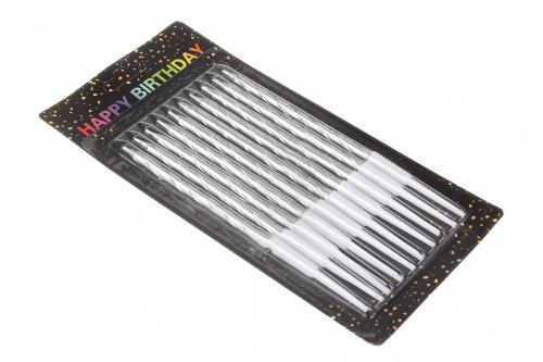 Свічки прямі металік Срібло (10 шт)