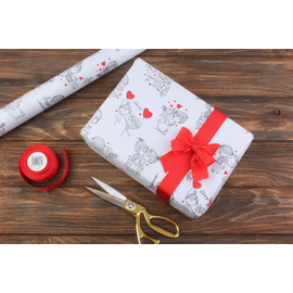 Папір пакувальний на білому Закохані хлопчик з дівчинкою