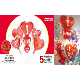 Набір кульок фольгованих I Love you 5 шт (Китай) (в індив. упаковці)