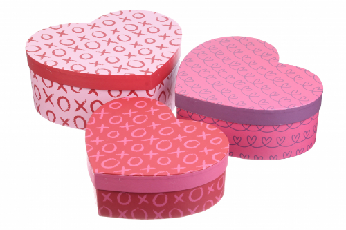 Набір подарункових коробок у формі Серця з принтом сердець різних Xo-xo (3 шт/компл.)