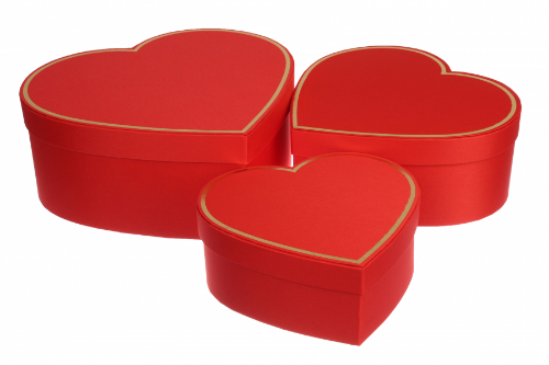 Набір подарункових коробок у формі Серця з золотим кантом (3 шт/компл.)