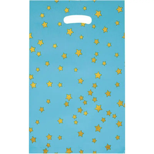 Пакет МАЛЕНЬКИЙ дитячий Золоті зірки на блакитному 17*25 см (10шт/уп)