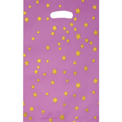 Пакет МАЛЕНЬКИЙ дитячий Золоті зірки на рожевому17*25 см (10шт/уп)