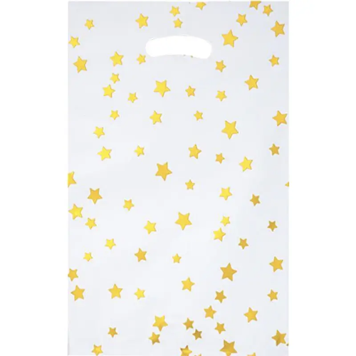 Пакет МАЛЕНЬКИЙ дитячий Золоті зірки на білому 17*25 см (10шт/уп)