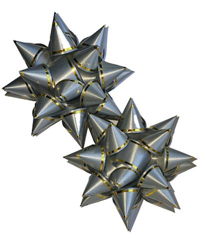 Набір середніх бантів 15 см Люрекс Сірий (2шт/уп)