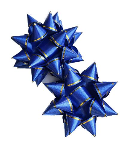 Кликните для увеличения изображения Набір середніх бантів 15 см Люрекс Синій (2шт/уп)