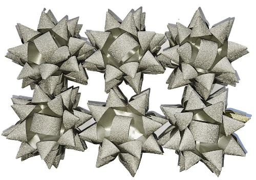 Набір бантів гліттер срібло 10 см (6шт/уп)