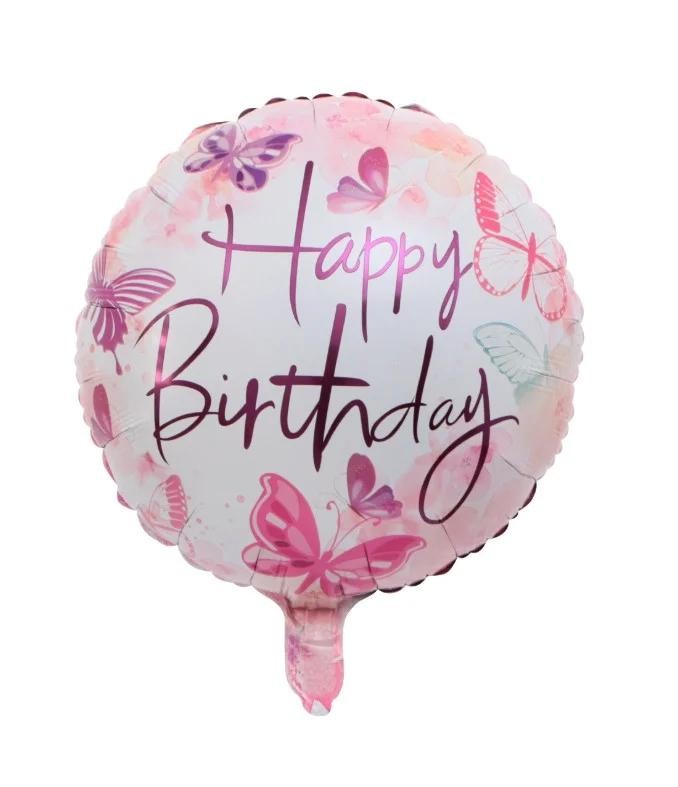 Фольгированный шар Happy Birthday бабочки