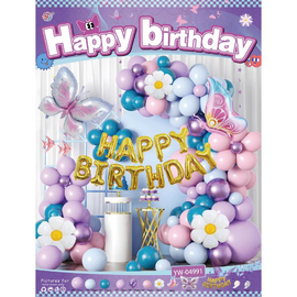 Набір повітряних кульок бузковий/блакитний/синій/рожевий 69 шт для створення фотозони - арки