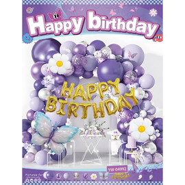 Набір повітряних кульок білий/фіолетовий/срібний 65 шт для створення фотозони - арки