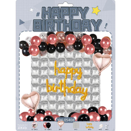 Набір повітряних кульок рожеве золото/чорний 56 шт для створення фотозони - арки