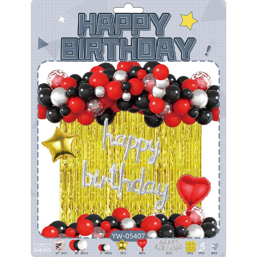 Набір повітряних кульок червоний/чорний/срібний/золотий 56 шт для створення фотозони - арки