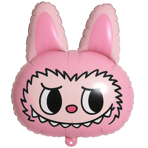 Фольгована фігура Арт-шоу Лабубу голова рожева (гелій або повітря)