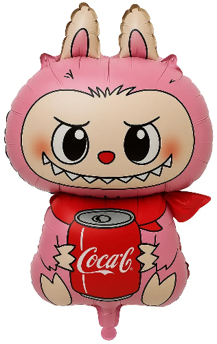 Фольгована фігура Арт-шоу Лабубу рожева кока-кола