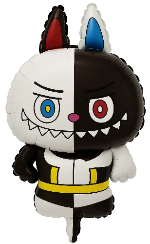 Фольгована фігура Арт-шоу Лабубу чорна-біла (повітря)