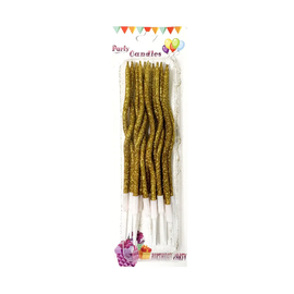 Свічки виті Золоті з блискітками (12 шт)