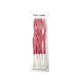 Свічки виті Рожеві з золотими краплями (12 шт)