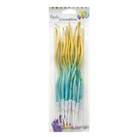 Свічки виті омбре Жовто-Блакитне з золотими краплями (12 шт)